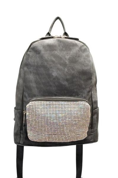Black Denim Backpack With Fully Crystallized Pocket – Bari Lynn Accessories