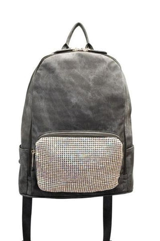 Black Denim Backpack With Fully Crystallized Pocket – Bari Lynn Accessories