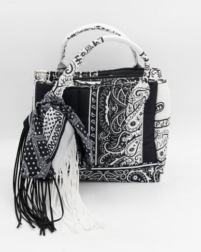 Bandana Tote Bag With Removable Scarf Fringe