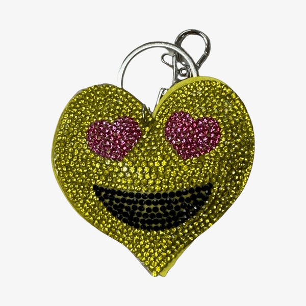 Rhinestone Keychain with Fur Pom