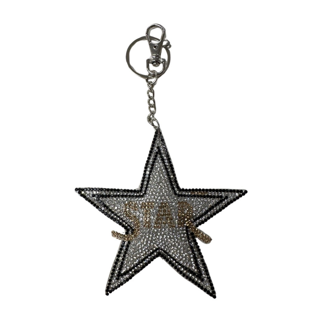 Rhinestone Keychain with Fur Pom