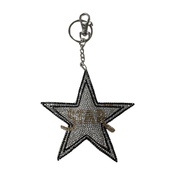 Rhinestone Keychain with Fur Pom