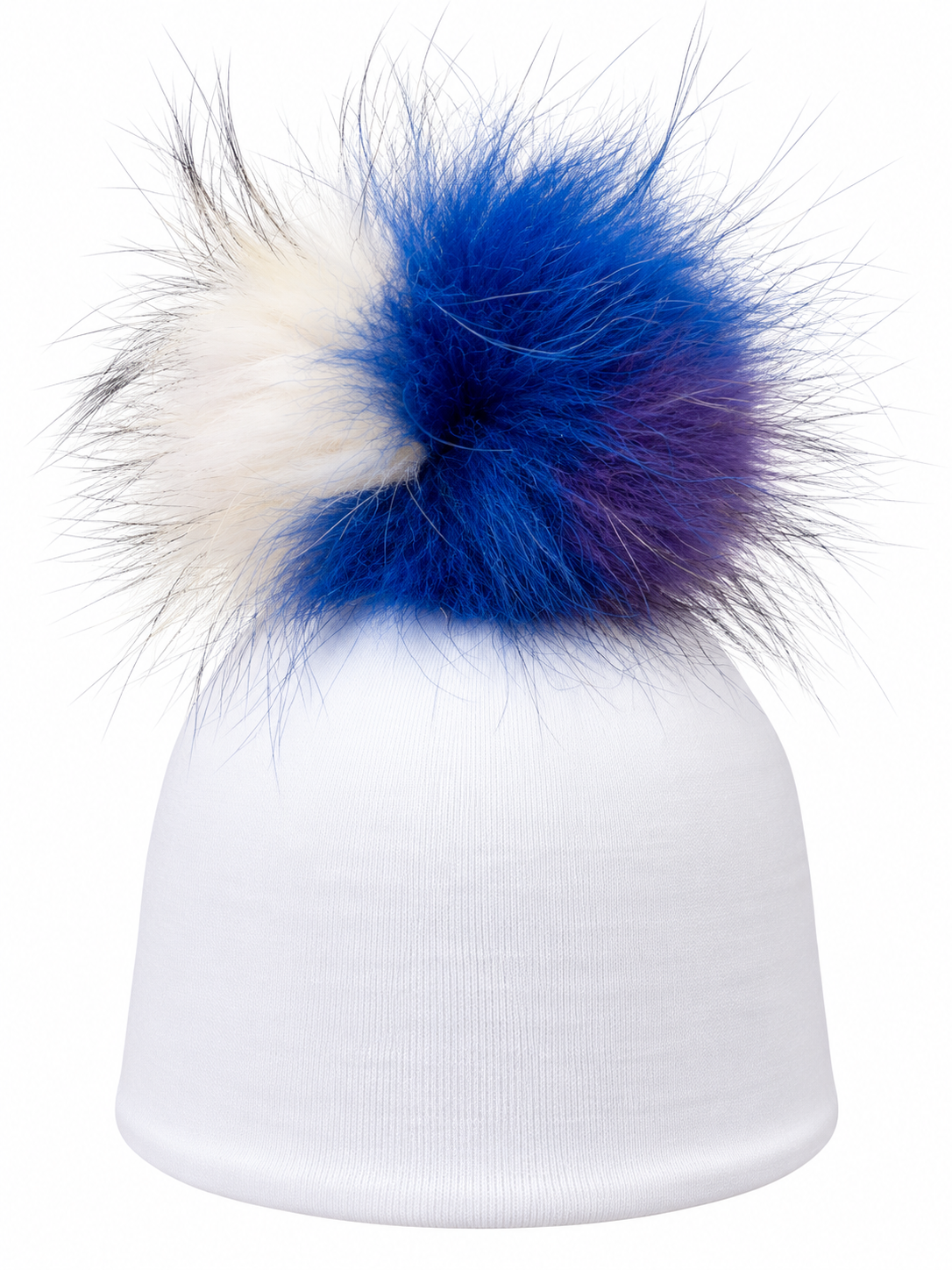 White Cotton Baby Layette With Fur Pom Pom