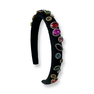 THIN VELVET JEWEL HEADBAND