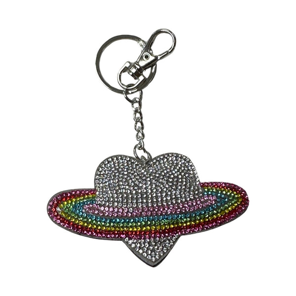 Rhinestone Keychain with Fur Pom