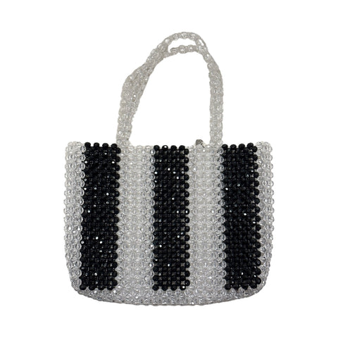 BLACK AND WHITE BEADED BAG