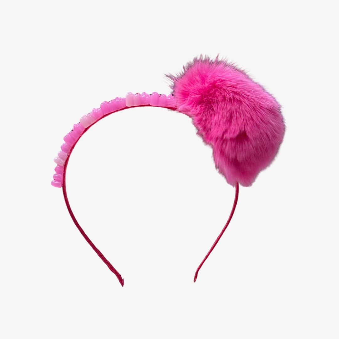FUR POM POM GUMMY BEAR HEADBAND