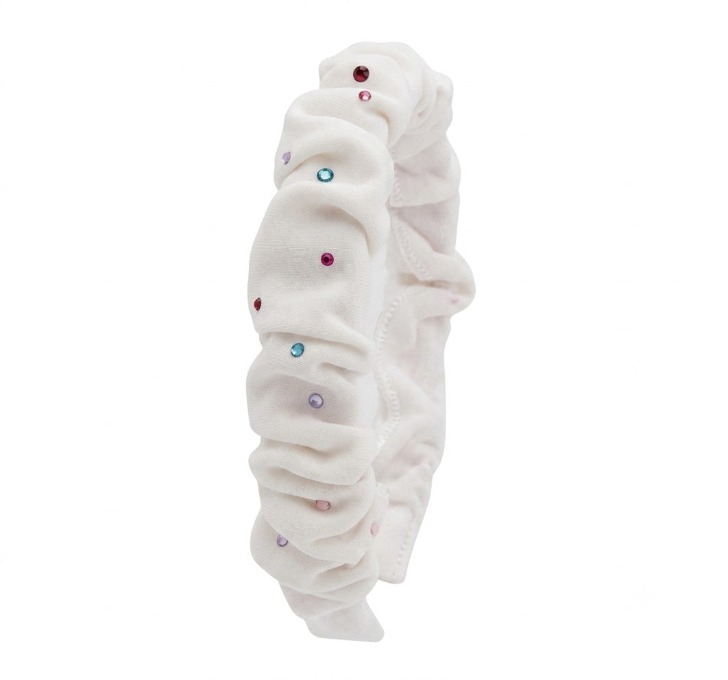 Terry Crinkle Headband in White