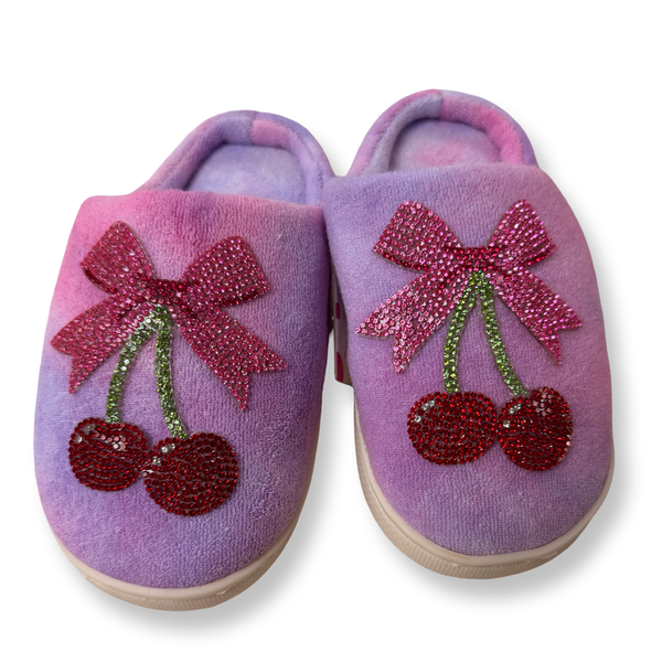 Purple Cherry Bow Slippers