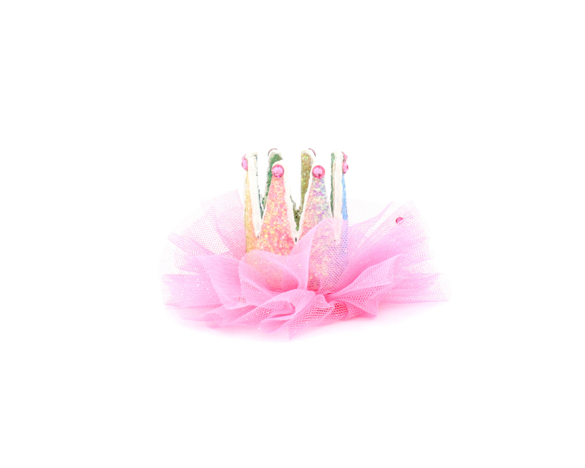 3D Tulle Crown Clip in Pink