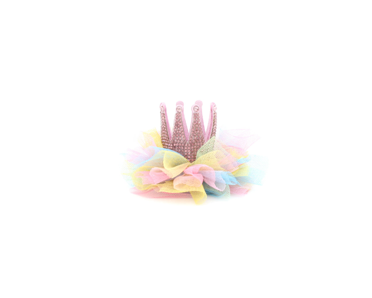 3D Tulle Crown Clip in Pastel/Lavender