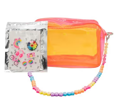 Neon Clear Bag With Flower Charm Handle and Charm Pack