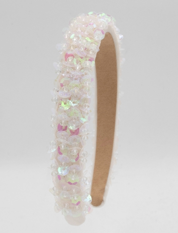 Full Sequin 3D Headband in Aurore Borealis White