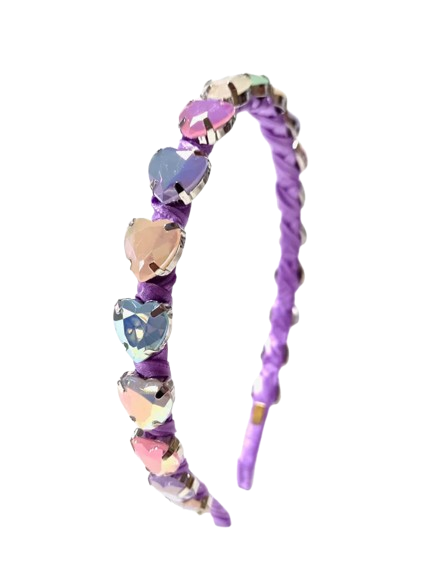 Thin Heart Jewelry Headband In Lavender