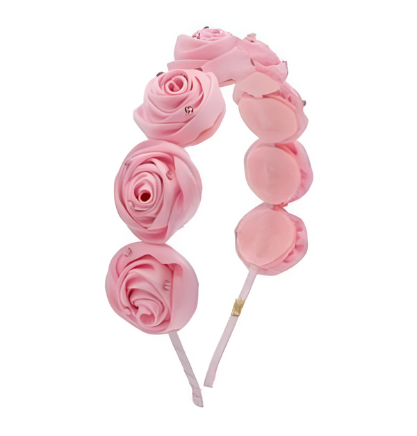 Satin Rose Headband In Pink