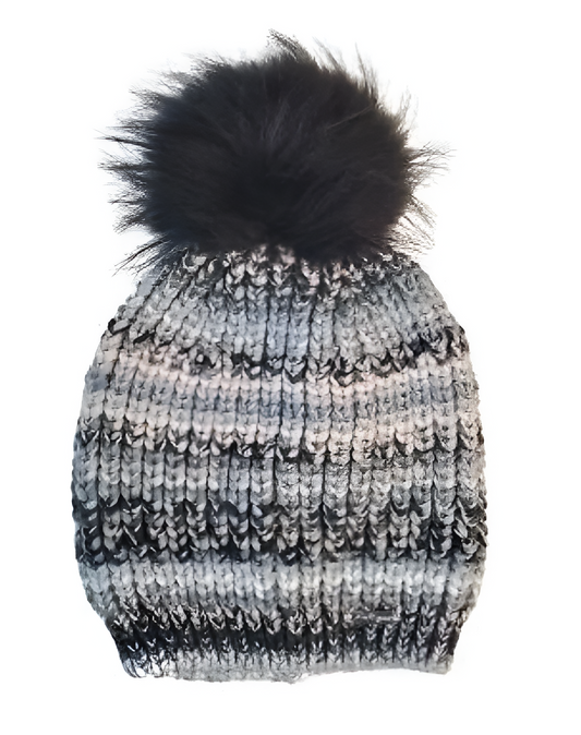 Cotton Knit Winter Hat In Black