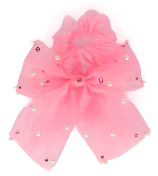 Pink Tulle Pearl Scrunchie