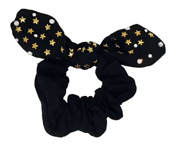 Black Cotton Star Scrunchie