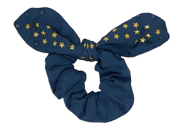 Navy Cotton Star Scrunchie