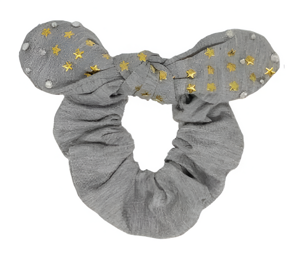 Silver Cotton Star Scrunchie