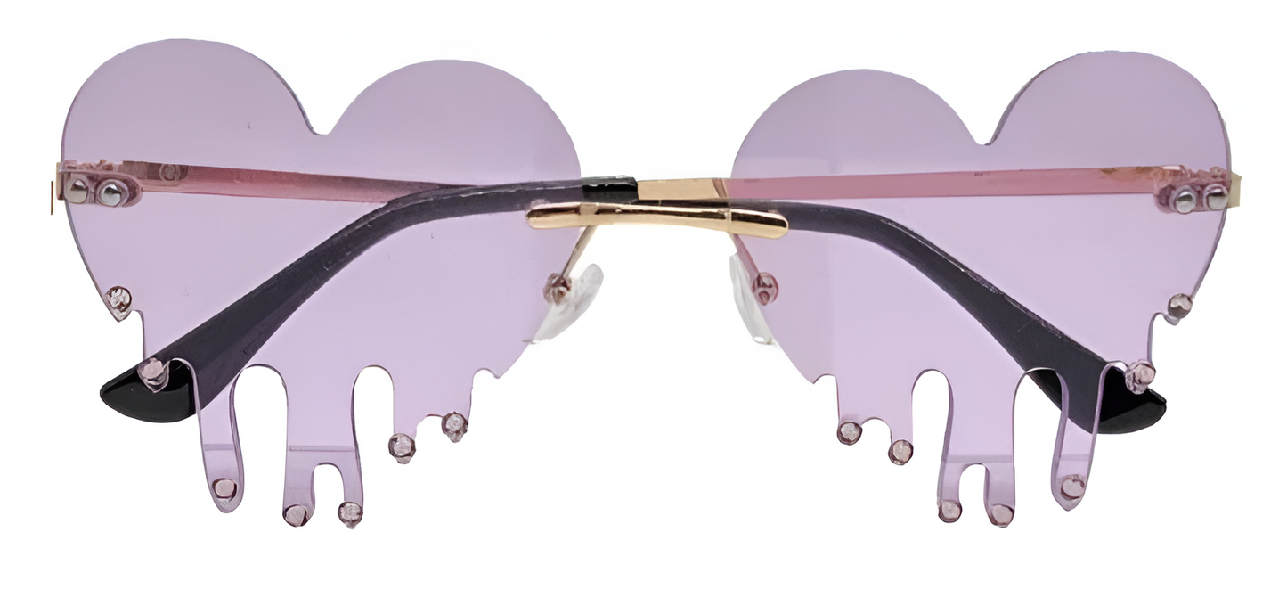 Lavender Heart Drip Sunglasses with Stones