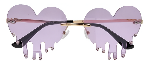 Lavender Heart Drip Sunglasses with Stones