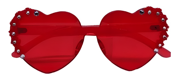 Red Flower Heart Sunglasses with Stones