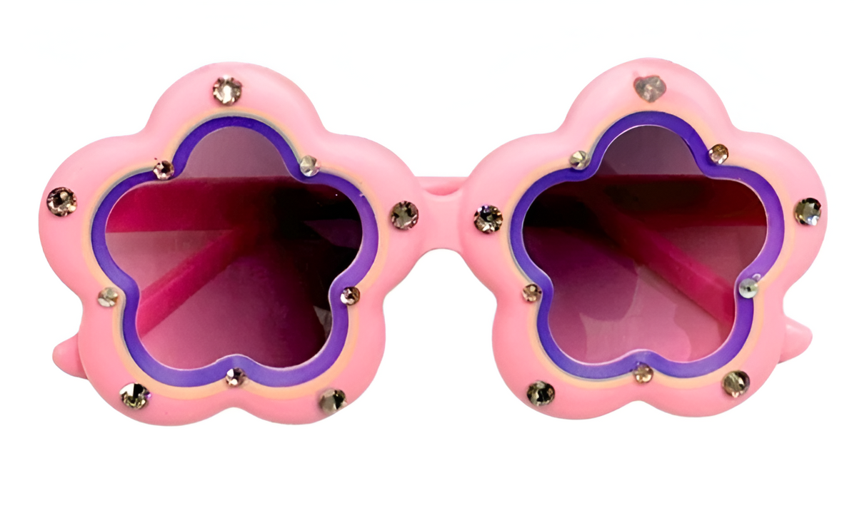 Crystallized Flower Sunglasses in Light Pink