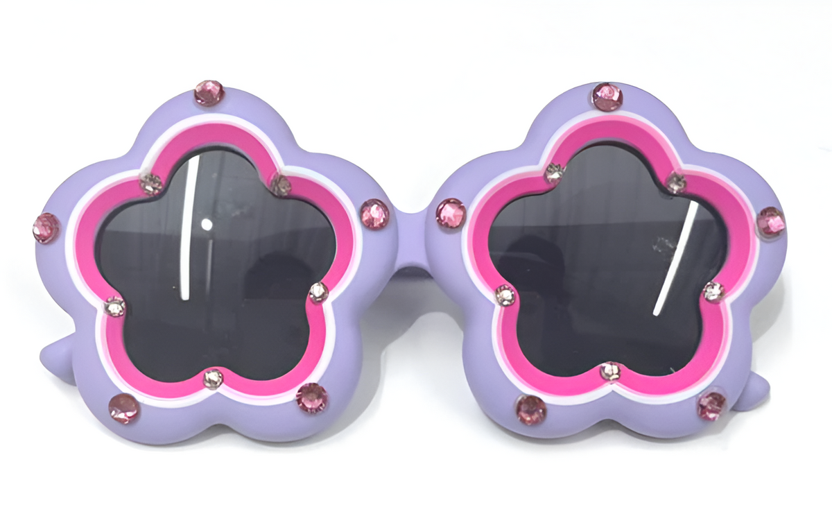 Crystallized Flower Sunglasses in Lavender