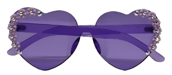 Purple Heart Sunglasses with Floral Stones