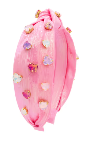 Jeweled Heart Knot Headband in Pink