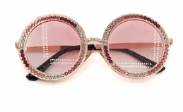 Round Multi Pink Crystal Sunglasses
