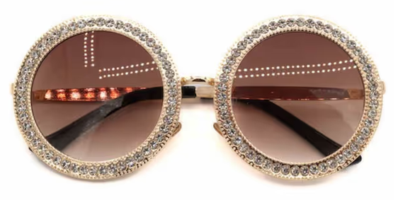 Round White Crystal Sunglasses