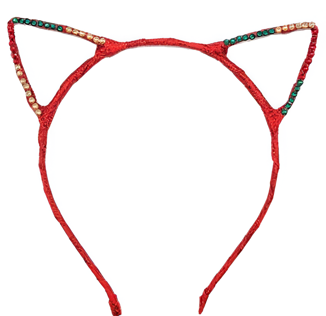 Fully Crystallized Cat Ear Christmas Headband