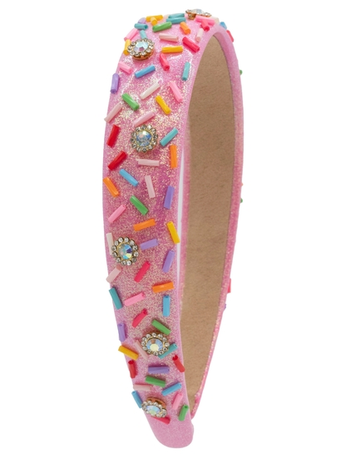Thick Galaxy Sprinkle Jeweled Headband in Fuchsia