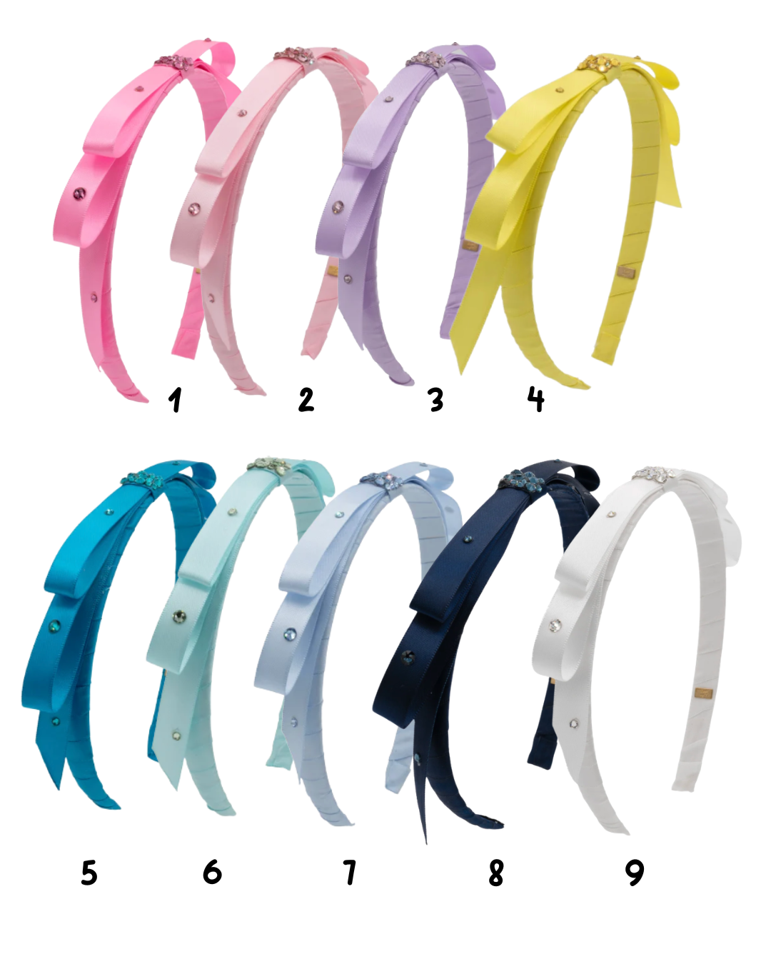 Thin Satin Bow Headband With Crystals