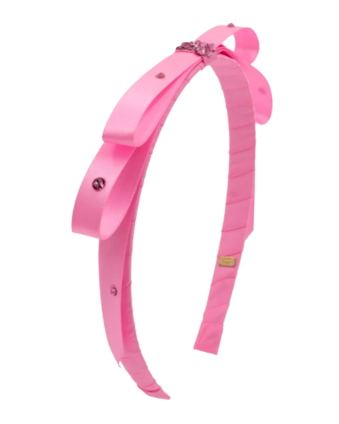 Thin Satin Bow Headband With Crystals