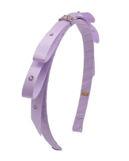 Thin Satin Bow Headband With Crystals