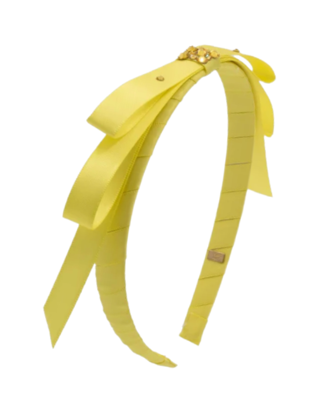 Thin Satin Bow Headband With Crystals