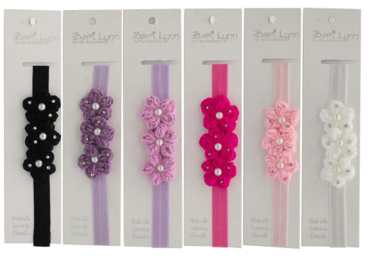 Small Crochet Flower Elastic Headband