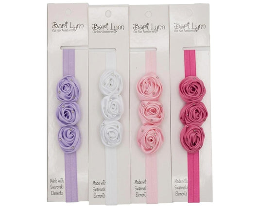 Small Satin Rose Elastic Headband