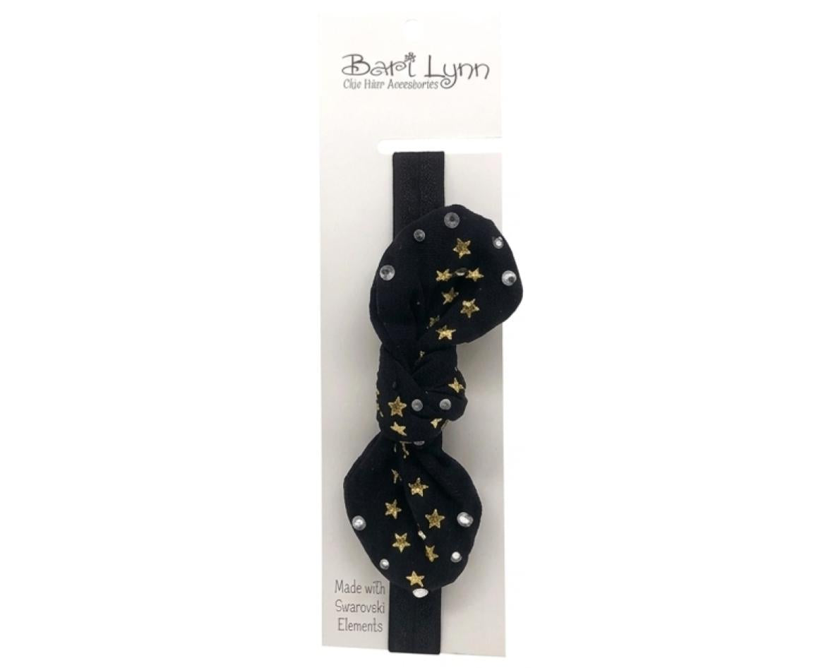 Black Cotton Star Bow Elastic Headband