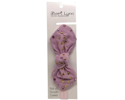 Light Pink Cotton Star Bow Elastic Headband