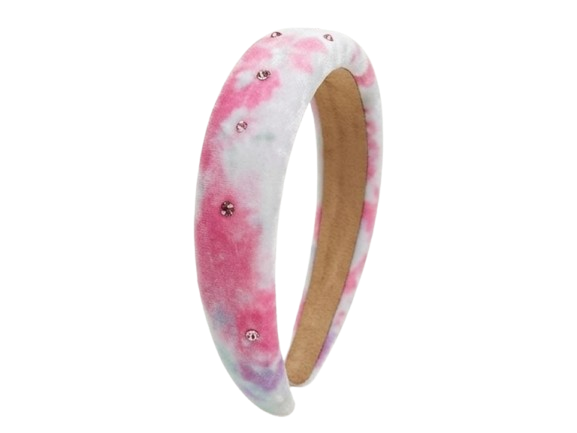 Padded Terry Headband in Pink Tie Dye