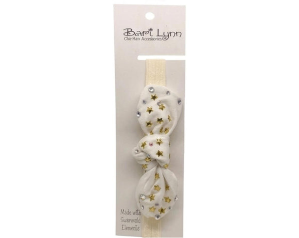 White Cotton Star Bow Elastic Headband