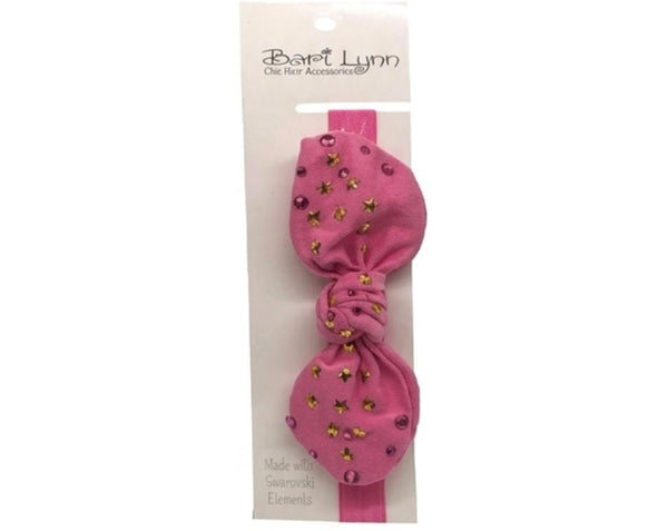 Pink Cotton Star Bow Elastic Headband