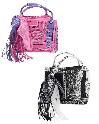 Bandana Tote Bag With Removable Scarf Fringe
