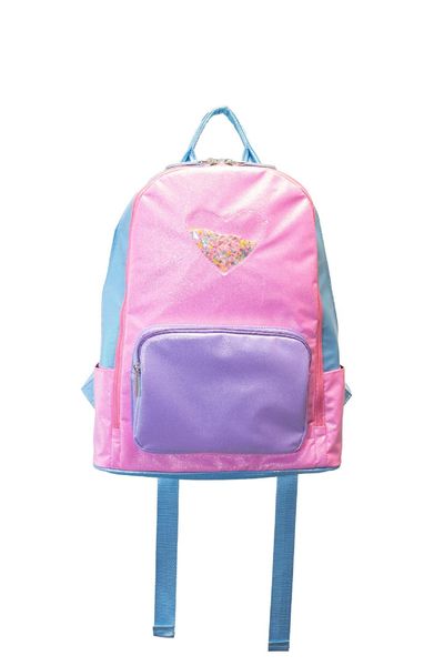 Confetti Heart and Color Block Backpack (Blue/Pink/Lavender)