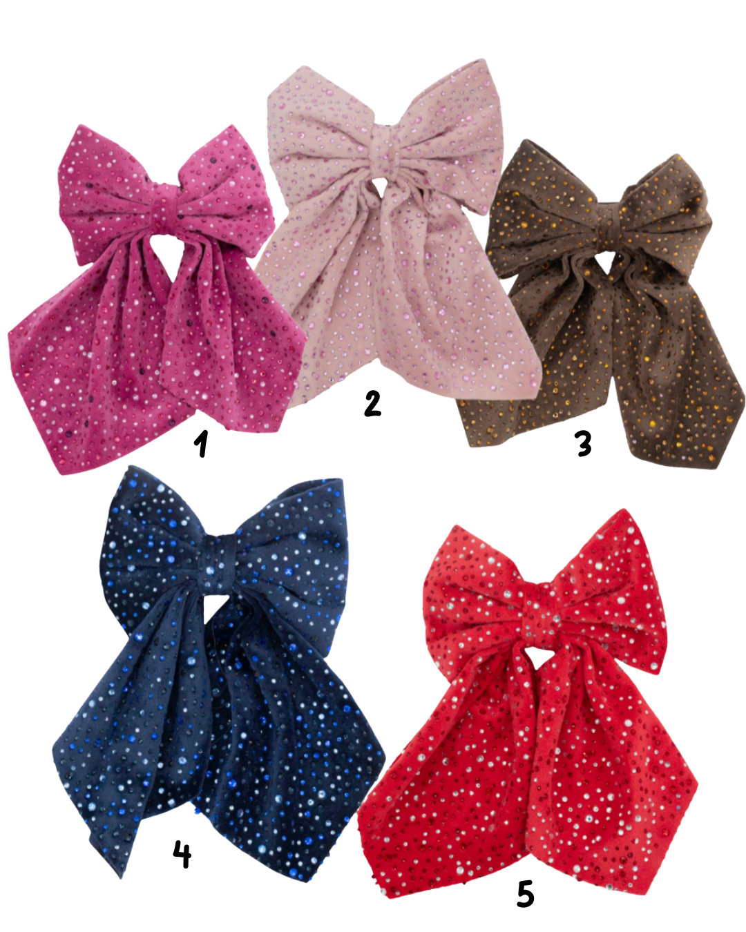 Velvet Jeweled Tail Bow Clip
