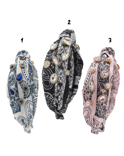 Silk Bandana Jewel Top Knot Headband
